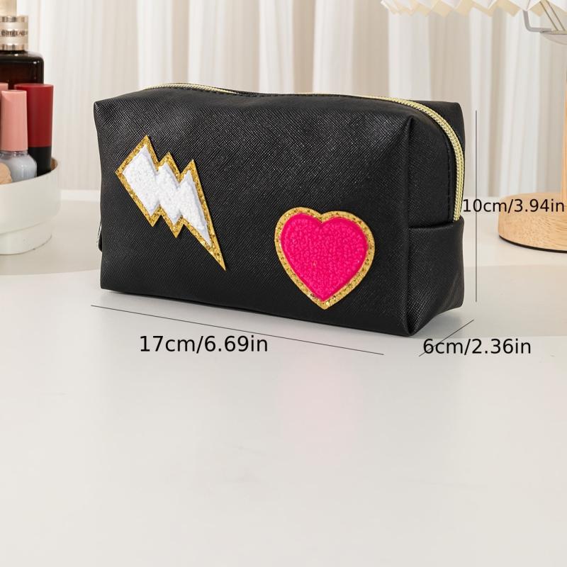 Preppy Patch Makeup Bag Waterproof Toiletry Organizer