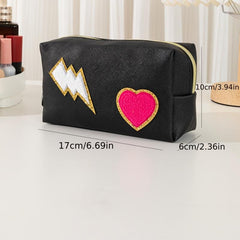 Preppy Patch Makeup Bag Waterproof Toiletry Organizer