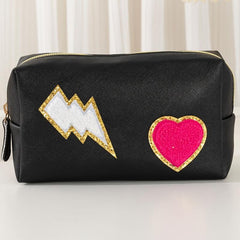 Preppy Patch Makeup Bag Waterproof Toiletry Organizer