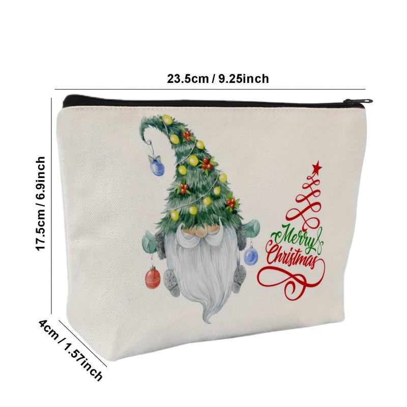 Christmas Makeup Bag Zipper Portable Merry Christmas Santa Pencil Case Women