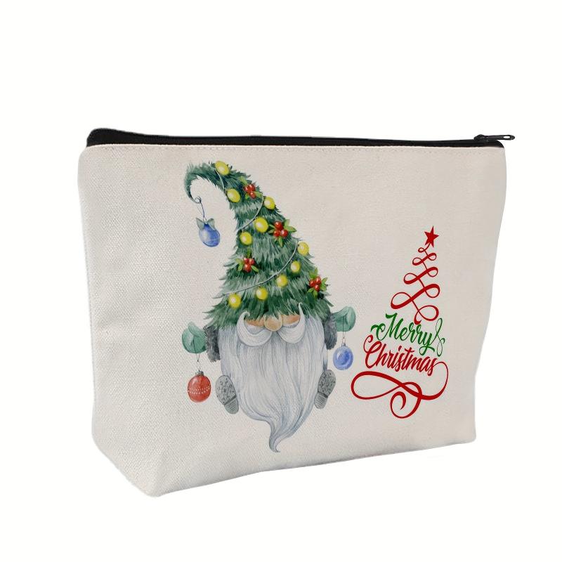 Christmas Makeup Bag Zipper Portable Merry Christmas Santa Pencil Case Women