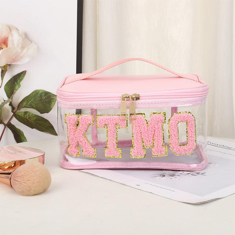 Waterproof Chenille Makeup Bag With Zipper And Handle