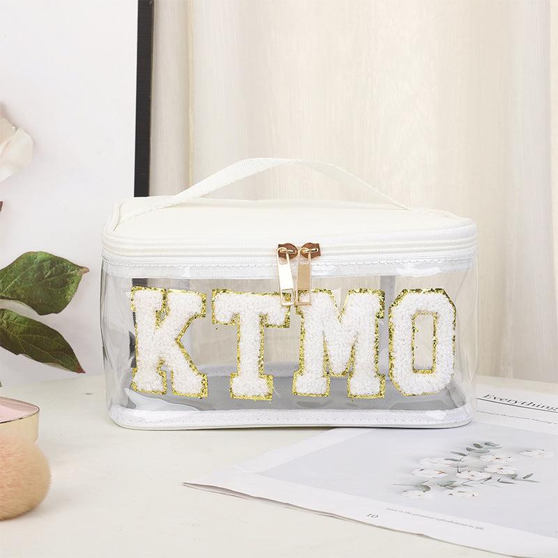 Waterproof Chenille Makeup Bag With Zipper And Handle