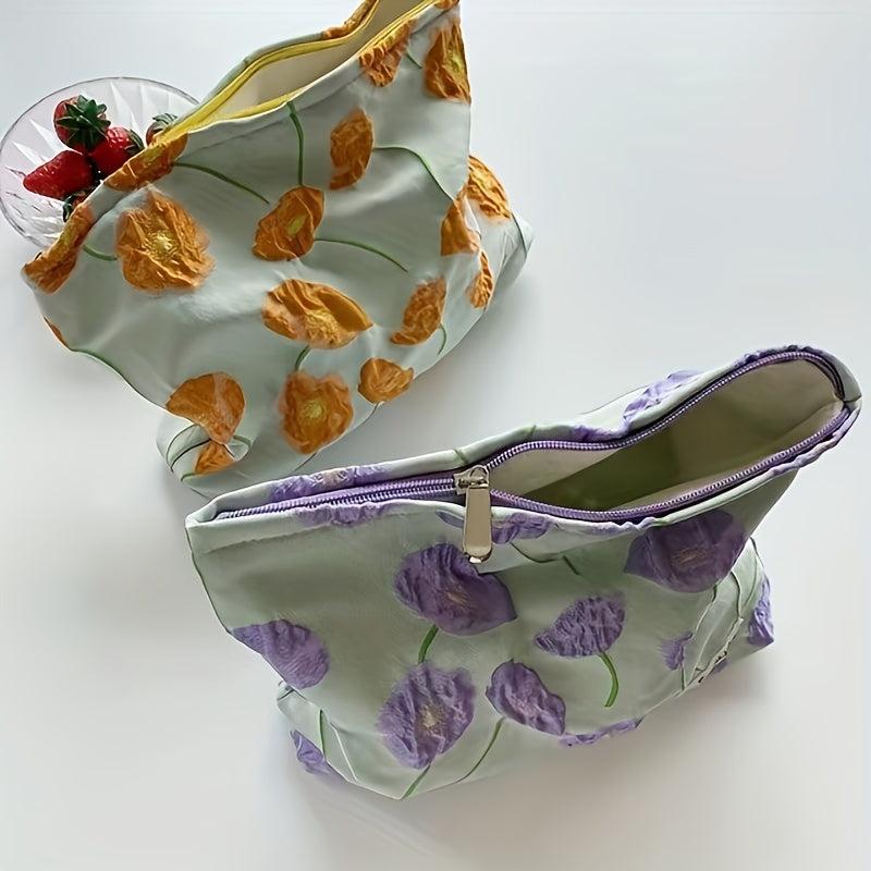 French Flower Cosmetic Bag Large Capacity Travel Toiletry Pouch