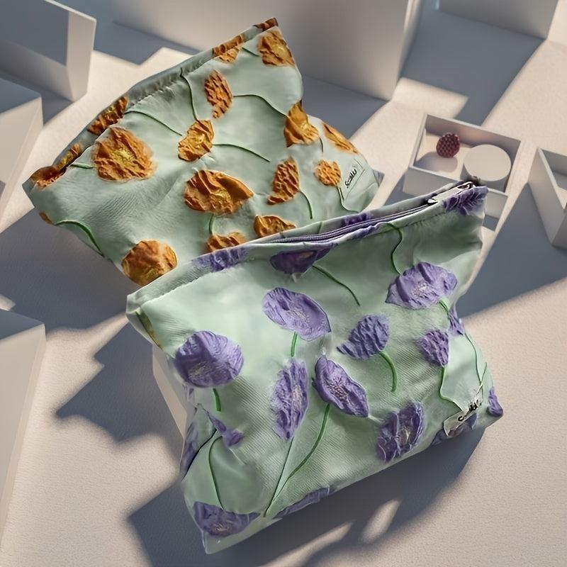 French Flower Cosmetic Bag Large Capacity Travel Toiletry Pouch