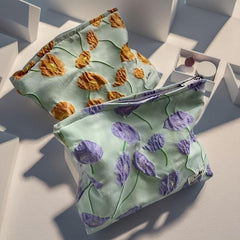 French Flower Cosmetic Bag Large Capacity Travel Toiletry Pouch