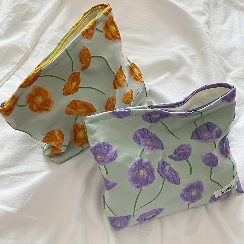 French Flower Cosmetic Bag Large Capacity Travel Toiletry Pouch