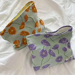 French Flower Cosmetic Bag Large Capacity Travel Toiletry Pouch