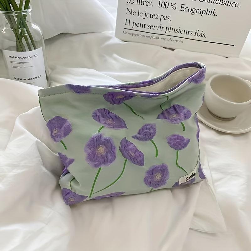 French Flower Cosmetic Bag Large Capacity Travel Toiletry Pouch