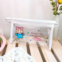 Cartoon Transparent Makeup Bag Net Red Girl Heart Travel Storage Bag