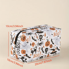 Halloween Pumpkin & Spider Skull Print Makeup Bag