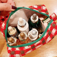 Plaid Makeup Bag Knitted Holiday Gift for Women Girls