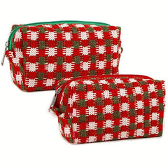 Plaid Makeup Bag Knitted Holiday Gift for Women Girls
