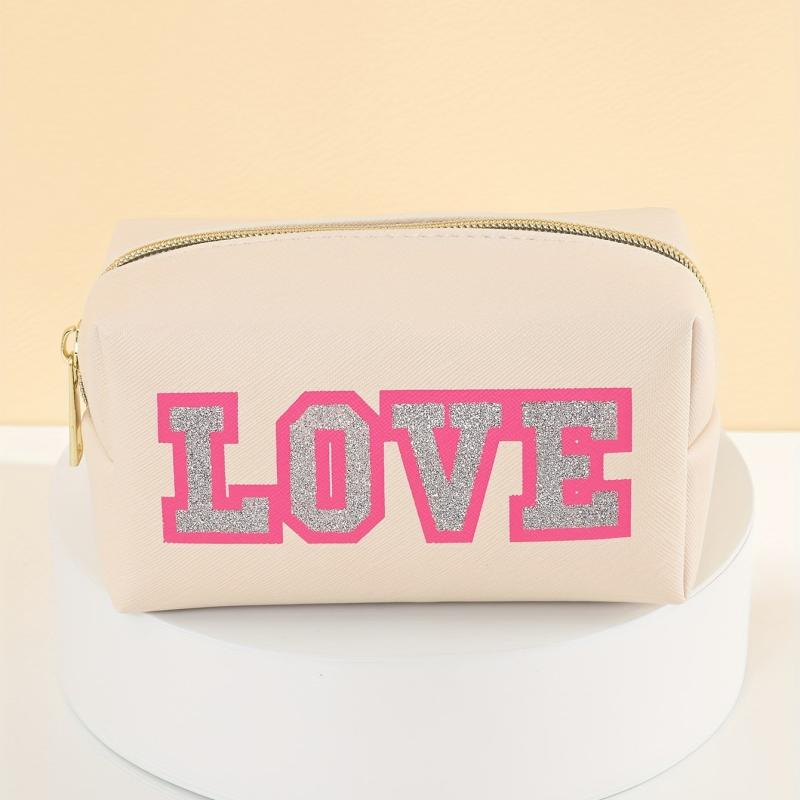 Waterproof Makeup Bag for Women with Letter Patch