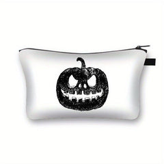 Halloween Makeup Bag Skeleton Pumpkin Pattern Travel Makeup Pouch