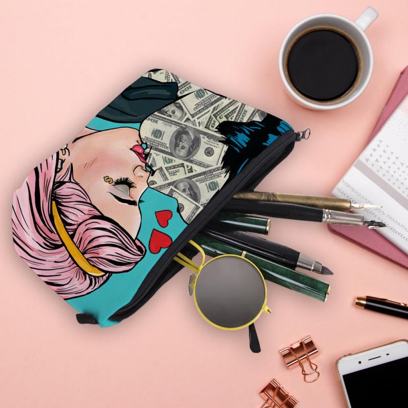Stylish Cosmetic Bag with Coin Purses & Brush Organizer