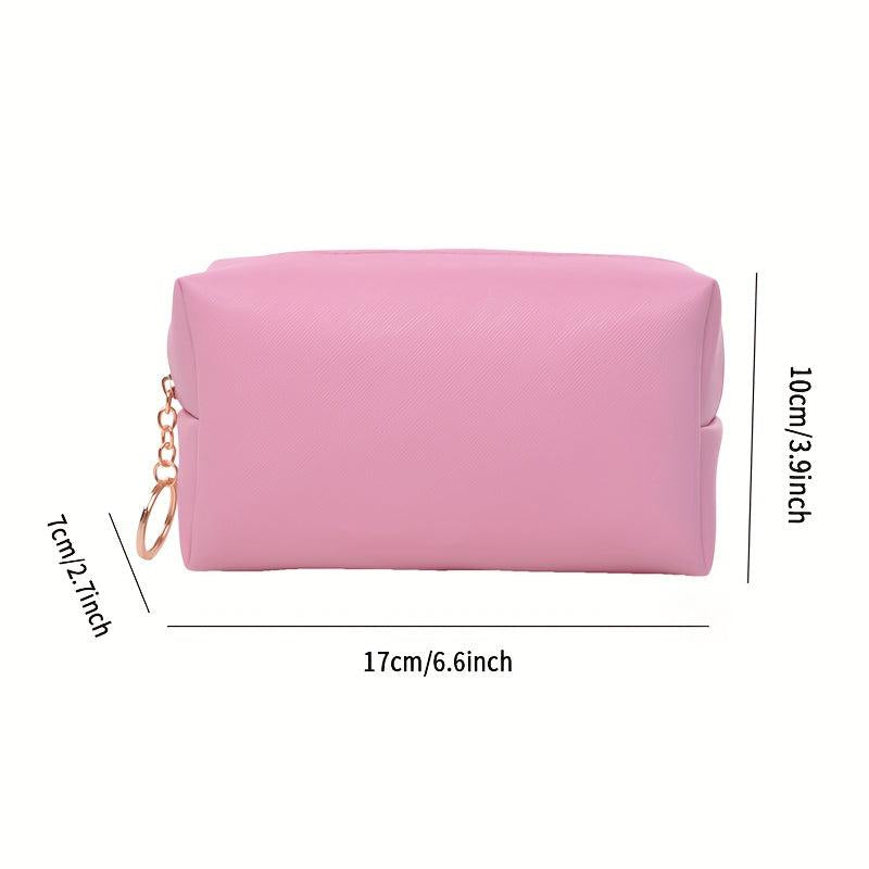 Mini Solid Cosmetic Bag PU Leather Waterproof Makeup Bag