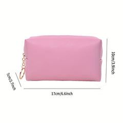 Mini Solid Cosmetic Bag PU Leather Waterproof Makeup Bag