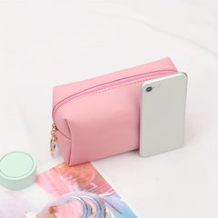 Mini Solid Cosmetic Bag PU Leather Waterproof Makeup Bag