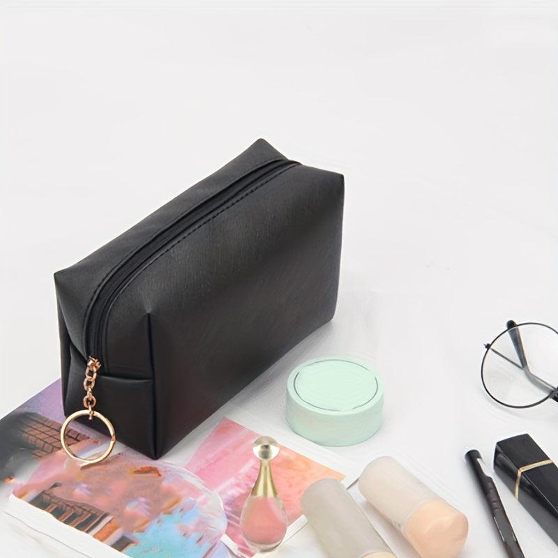 Mini Solid Cosmetic Bag PU Leather Waterproof Makeup Bag