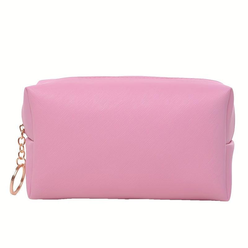Mini Solid Cosmetic Bag PU Leather Waterproof Makeup Bag