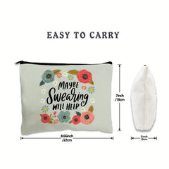 Vintage Floral Print Carry All Pouch Zipper Makeup Cosmetic Storage Bag