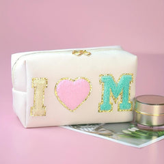 Preppy Makeup Bag Letter Waterproof Ladies Cosmetic Storage Purse Skincare