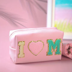 Preppy Makeup Bag Letter Waterproof Ladies Cosmetic Storage Purse Skincare