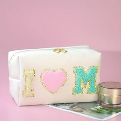 Preppy Makeup Bag Letter Waterproof Ladies Cosmetic Storage Purse Skincare