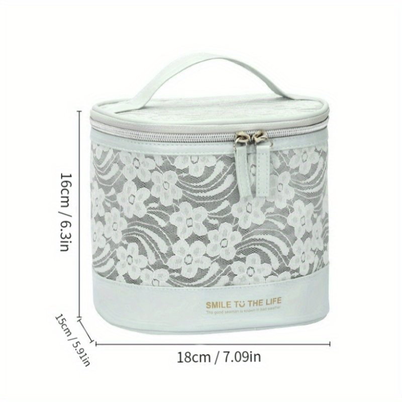 Flower Print Makeup Bag Toiletry Travel Bag With Handle Large Capacity
