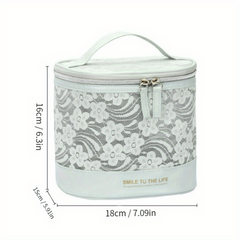 Flower Print Makeup Bag Toiletry Travel Bag With Handle Large Capacity