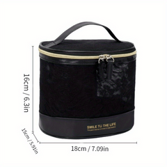 Flower Print Makeup Bag Toiletry Travel Bag With Handle Large Capacity