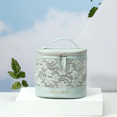 Flower Print Makeup Bag Toiletry Travel Bag With Handle Large Capacity