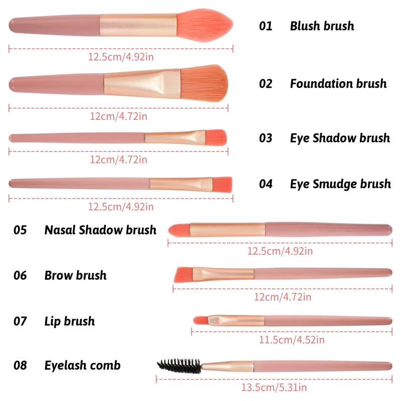8 PCS Mini Makeup Brush Set with Storage Bag