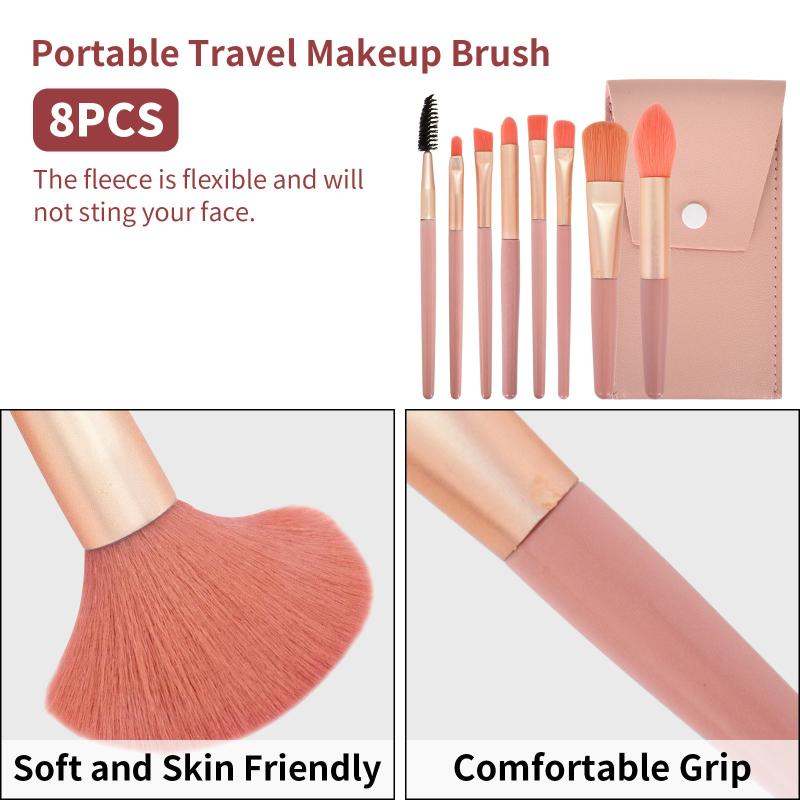 8 PCS Mini Makeup Brush Set with Storage Bag