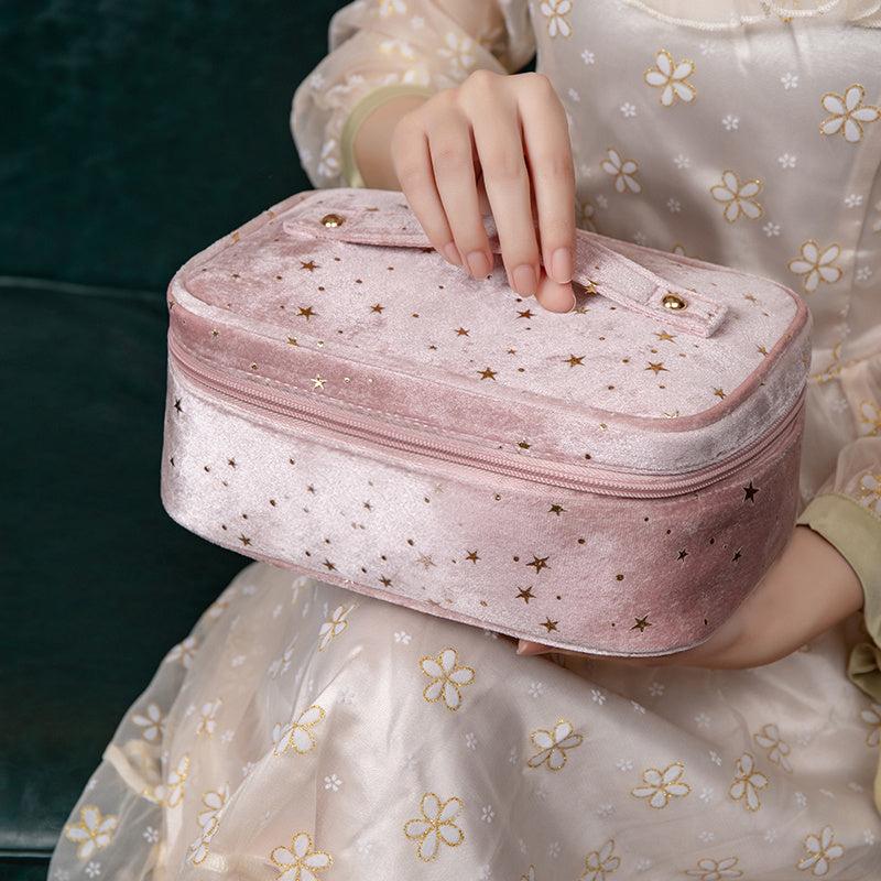 Travel Makeup Bag Small Flannel Cosmetic Case Portable Organizer Toiletry Tote