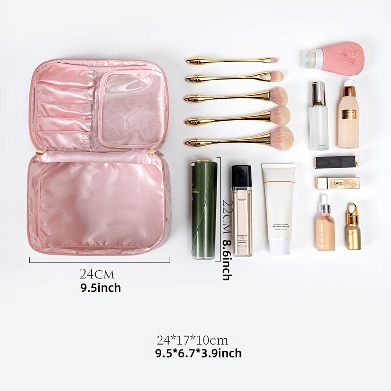 Travel Makeup Bag Small Flannel Cosmetic Case Portable Organizer Toiletry Tote