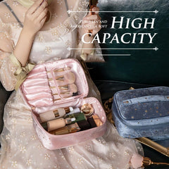 Travel Makeup Bag Small Flannel Cosmetic Case Portable Organizer Toiletry Tote