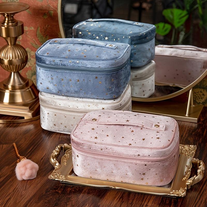 Travel Makeup Bag Small Flannel Cosmetic Case Portable Organizer Toiletry Tote