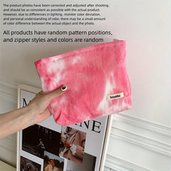 Tie Dye Zipper Makeup Bag Corduroy Purse Travel Toiletry Bag