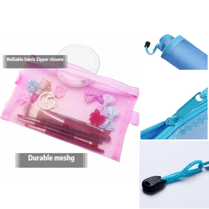 5pcs Zipper Nylon Makeup Bags Beauty Organizer Travel Toiletry Set