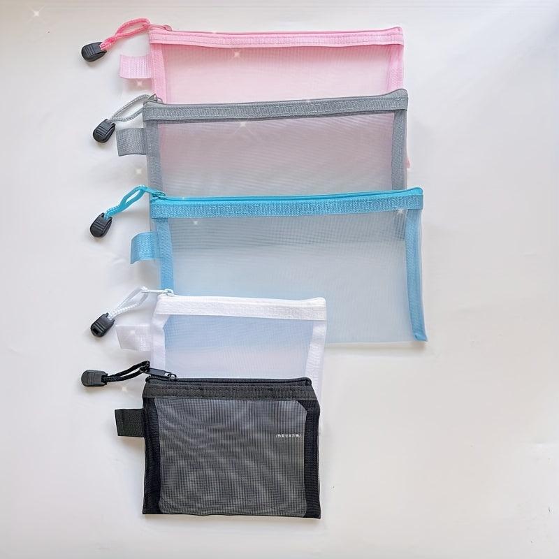5pcs Zipper Nylon Makeup Bags Beauty Organizer Travel Toiletry Set