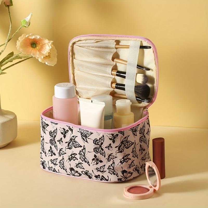 Large Capacity Butterfly Makeup Bag Waterproof Multifunctional with Brush Holder