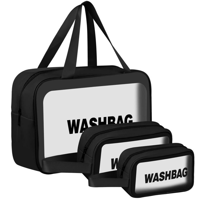 3Pcs Clear Toiletry Bag Waterproof Travel Bag Zippered Makeup Cosmetic Case