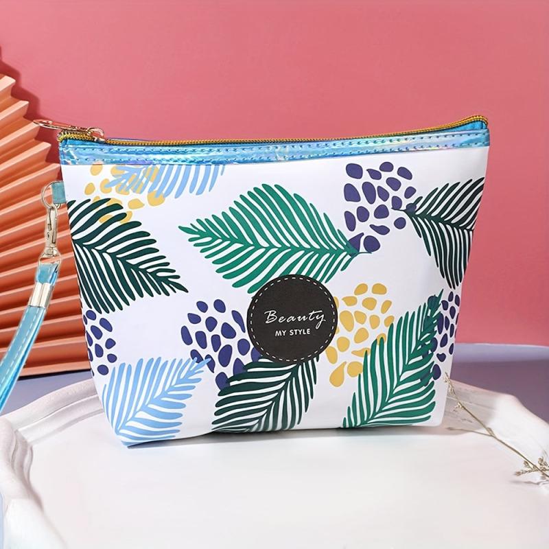 Leaf Pattern Travel Makeup Bag Cosmetic Bag Water-resistant Toiletry Bag