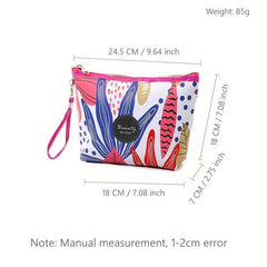 Leaf Pattern Travel Makeup Bag Cosmetic Bag Water-resistant Toiletry Bag