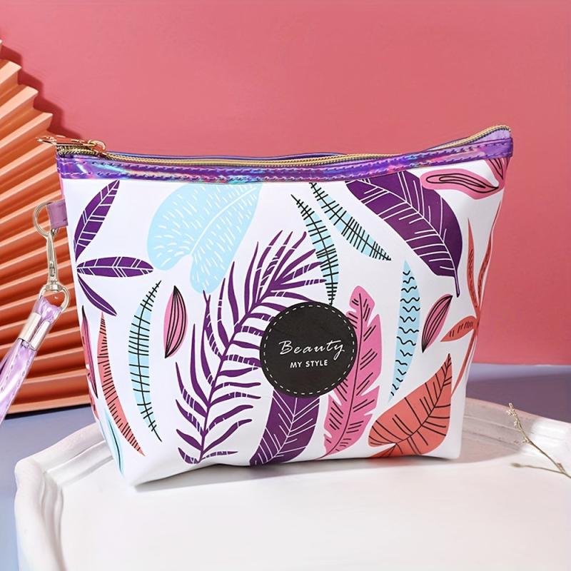 Leaf Pattern Travel Makeup Bag Cosmetic Bag Water-resistant Toiletry Bag