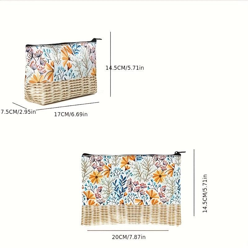 Floral Print Cosmetic Bag For Women Roomy Zipper Makeup Pouch