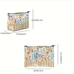 Floral Print Cosmetic Bag For Women Roomy Zipper Makeup Pouch