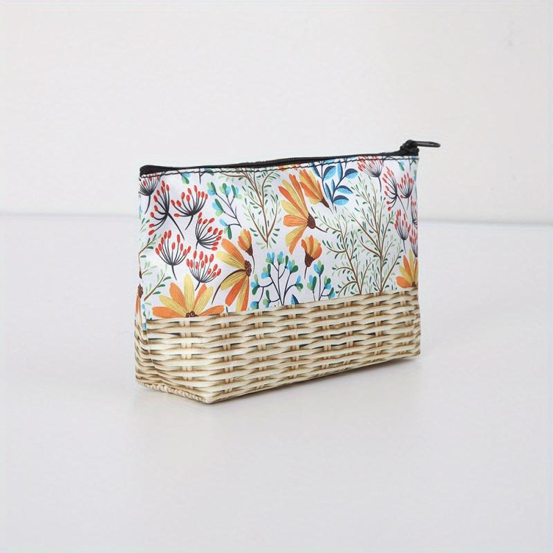 Floral Print Cosmetic Bag For Women Roomy Zipper Makeup Pouch